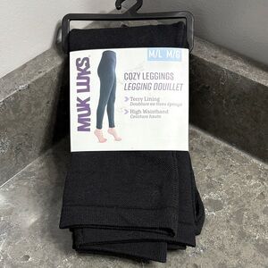 Muk Luks Black Terry Lined Leggings